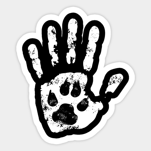 Pet Lovers Hand and Paw Print Paint Sticker by polliadesign